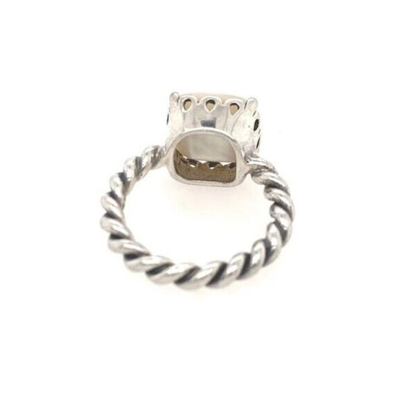 Pandora Twisted Silver Ring Mother of Pearls Sz 7 with original box Impeccable - Picture 5 of 11